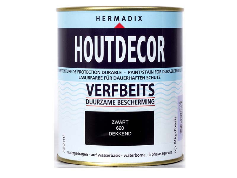 Hermadix Houtdecor Verfbeits dekkend 620 zwart 0,75L