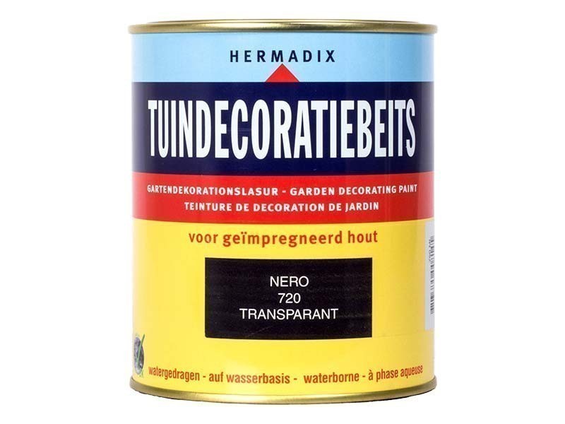 Hermadix Tuindecoratiebeits transparant 720 nero (zwart) 0,75L