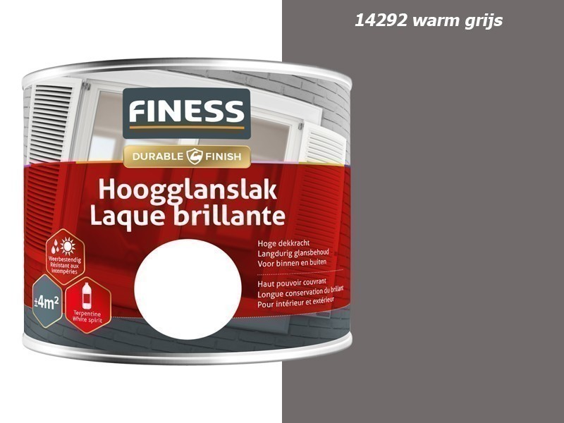 Finess Hoogglanslak 0,25L. 14292 Warm grijs