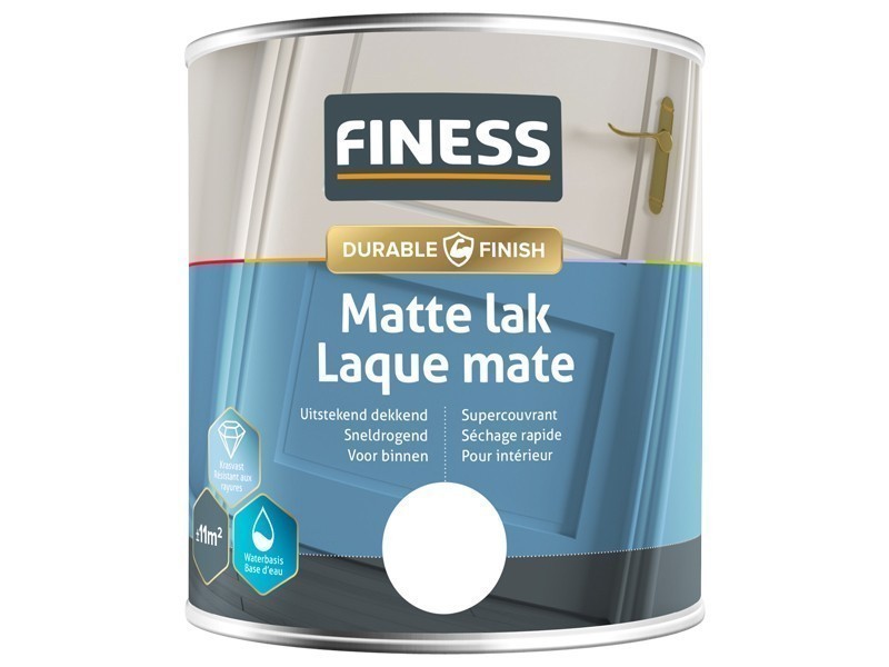 Finess Matte Lak Acryl 0,75L. 14204 Creme wit RAL 9001