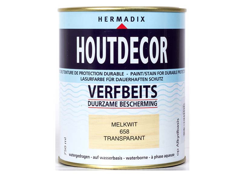 Hermadix Houtdecor Verfbeits transparant 658 melkwit 0,75L