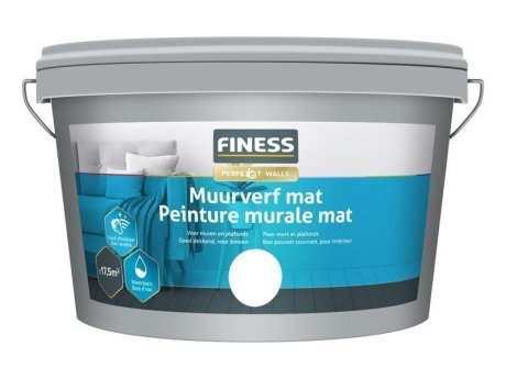Finess Muurverf Mat 2,5L. Donkere kleuren